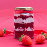 Red Velvet Strawberry Cake Jar